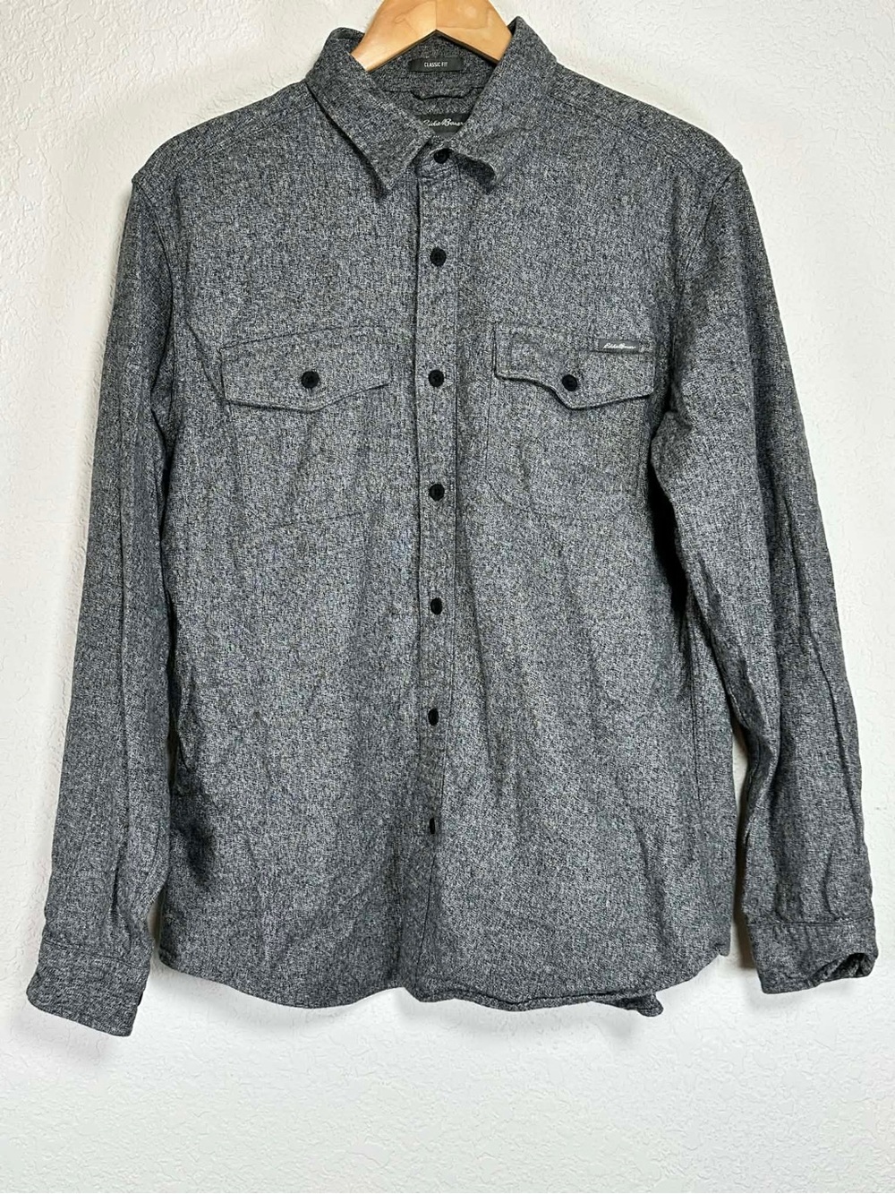 Eddie Bauer Classic Fit Gray Cotton Button-Up Shirt